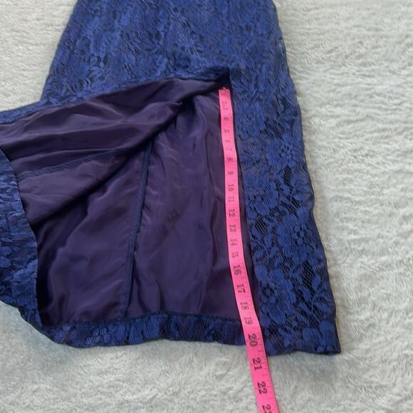 Vintage 80s 90s unbranded chiffon bow lace cocktail party sheath maxi dress M - Picture 5 of 9